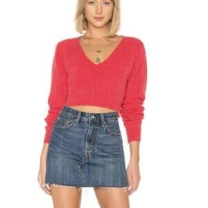 Lovers and Friends highland crop mohair sweater red pink